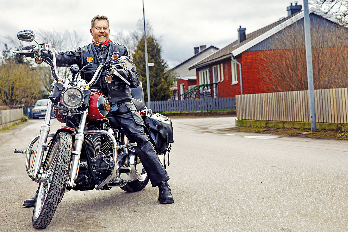 “Det är inte farten som lockar mig – det har jag växt ifrån”, säger Roger Larsson om sitt intresse för Harley-Davidsons motorcyklar.
