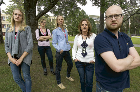Malin Persson, Johanna Lannerstedt, Ulrika Holmlund, Anneli Hayer och Rikkard Sten på Försäkringskassan i Östersund tjänar mindre än kollegerna på andra orter i landet.