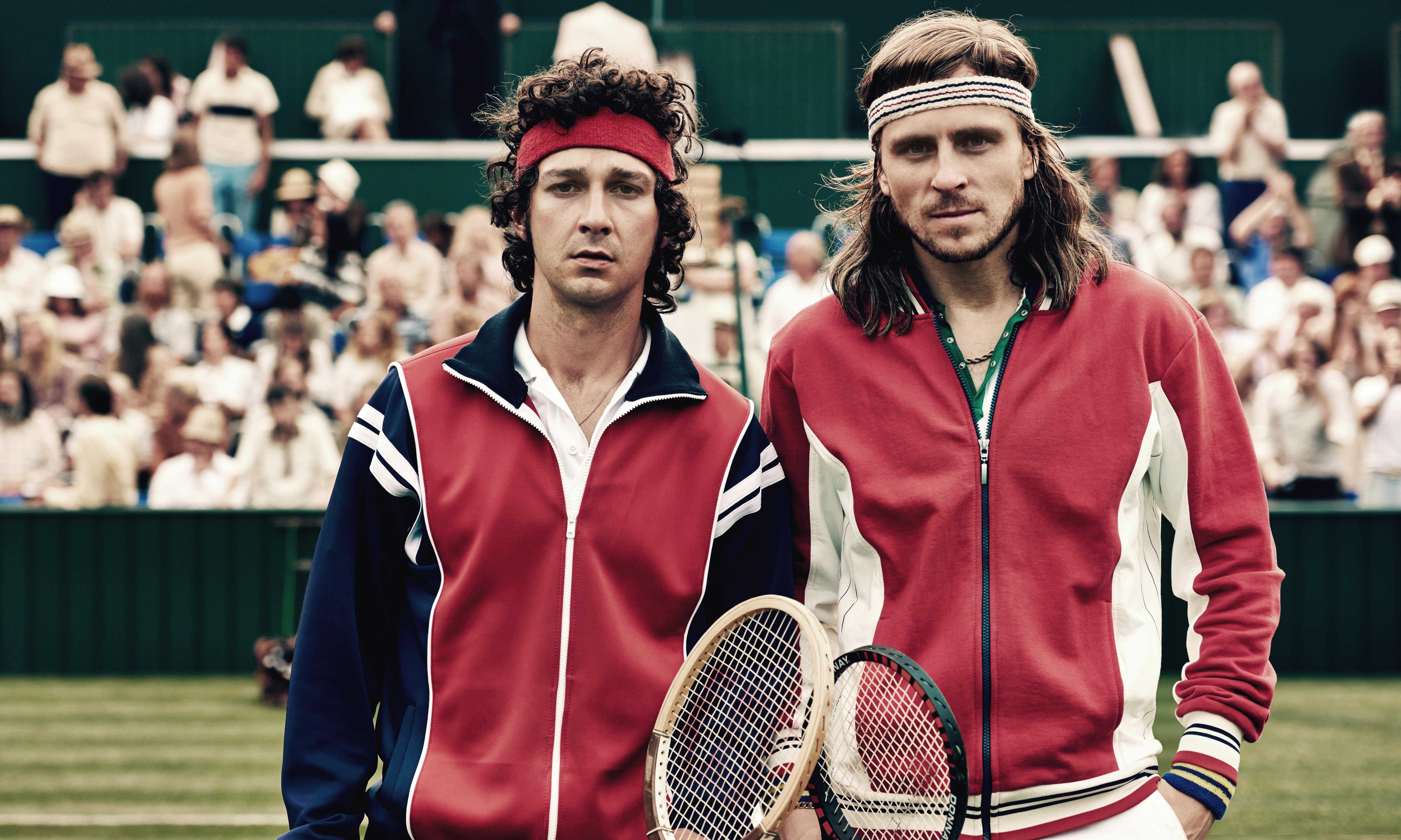 Shia LaBeouf och Sverrir Gudnason som McEnroe och Borg inför den historiska Wimbledonfinalen 1980. "Historien är dramatisk och nog mörkare än många förväntar sig", säger Sverrir Gudnason.