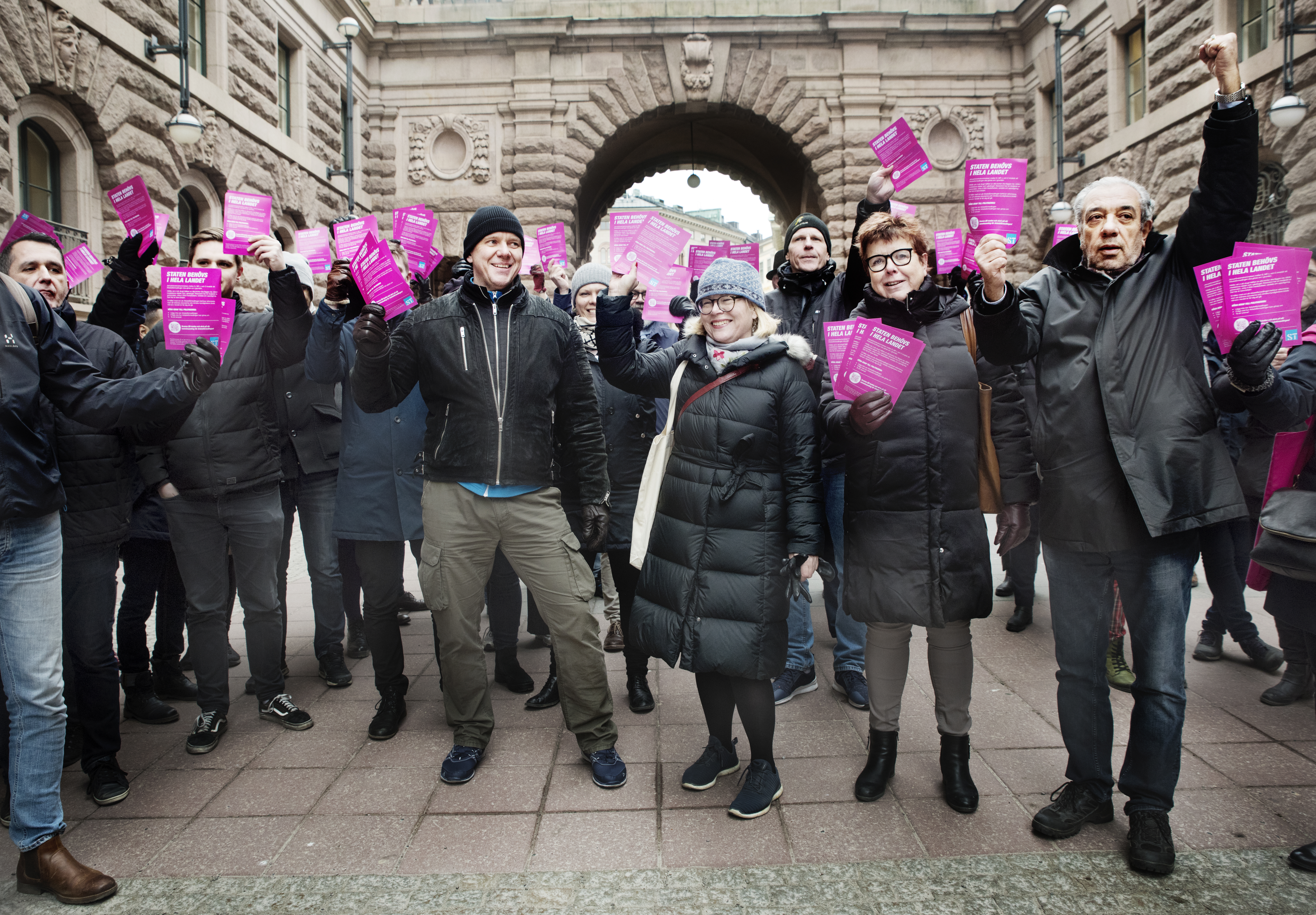 ST manifesterar mot neddragningarna på Arbetsförmedlingen. Foto: Elis Hoffman