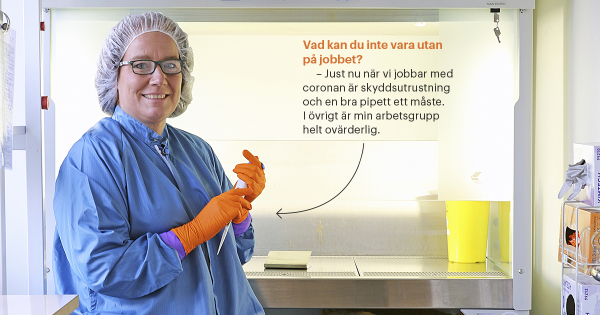 Sedan Statens veterinärmedicinska anstalt ställt om verksamheten under coronapandemin arbetar Anna-Karin Theelke med att analysera prover från människor.