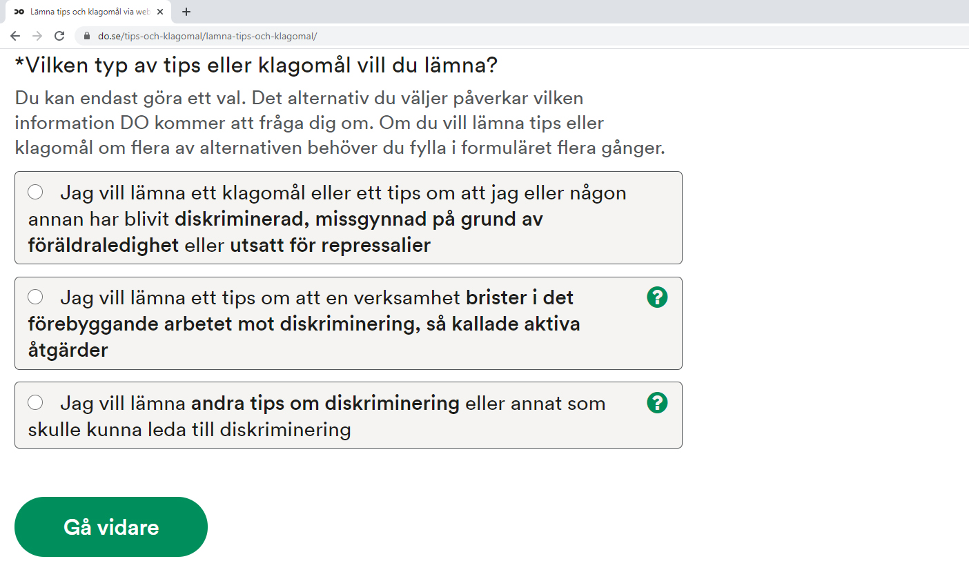 DO har infört ett webbformulär för anmälningar.