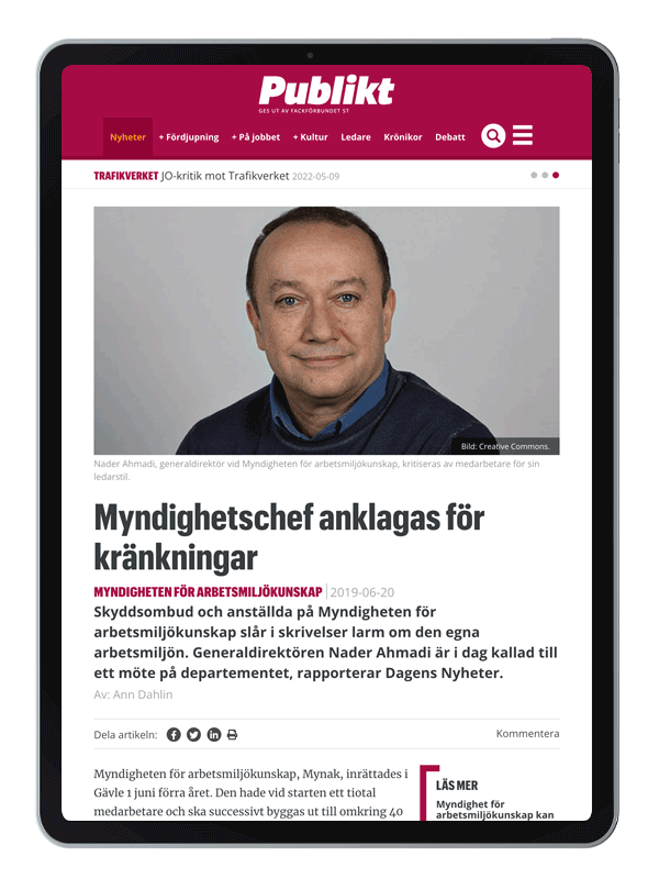 En av de artiklar om Myndigheten för arbetsmiljökunskap som Publikt publicerade 2019.