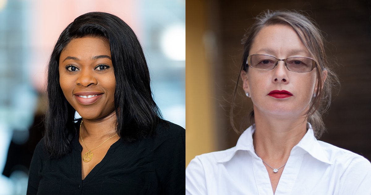 Adesuwa Omorede, lektor vid Mälardalens universitet, och Rachael Tripney Berglund, doktorand vid Mälardalens universitet.