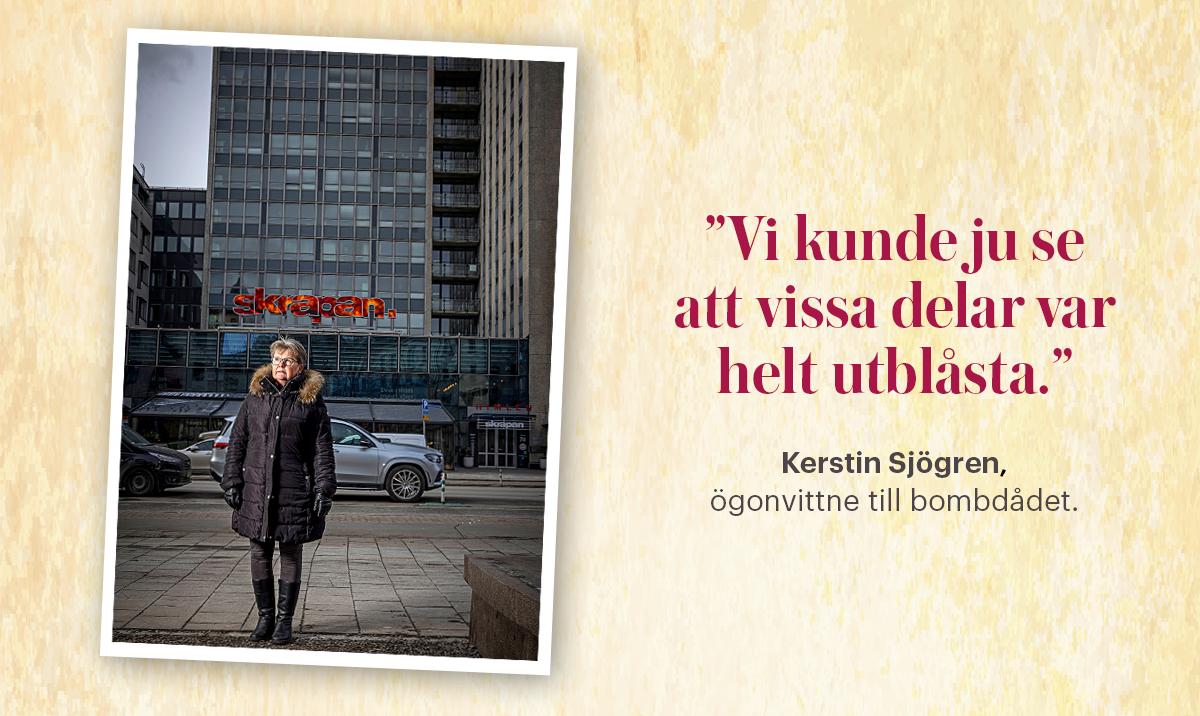 I dag finns butiker och studentbostäder i det höghus där Kerstin Sjögren arbetade med uppbördsärenden när bomben exploderade 1983.